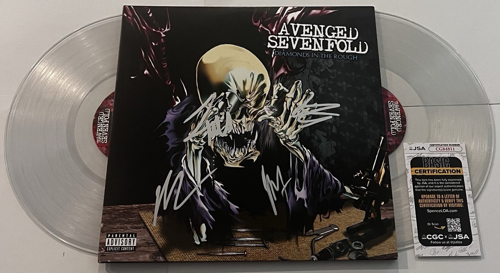AVENGED SEVENFOLD SIGNED DIAMONDS IN THE ROUGH LP VINYL RECORD ALBUM JSA COA