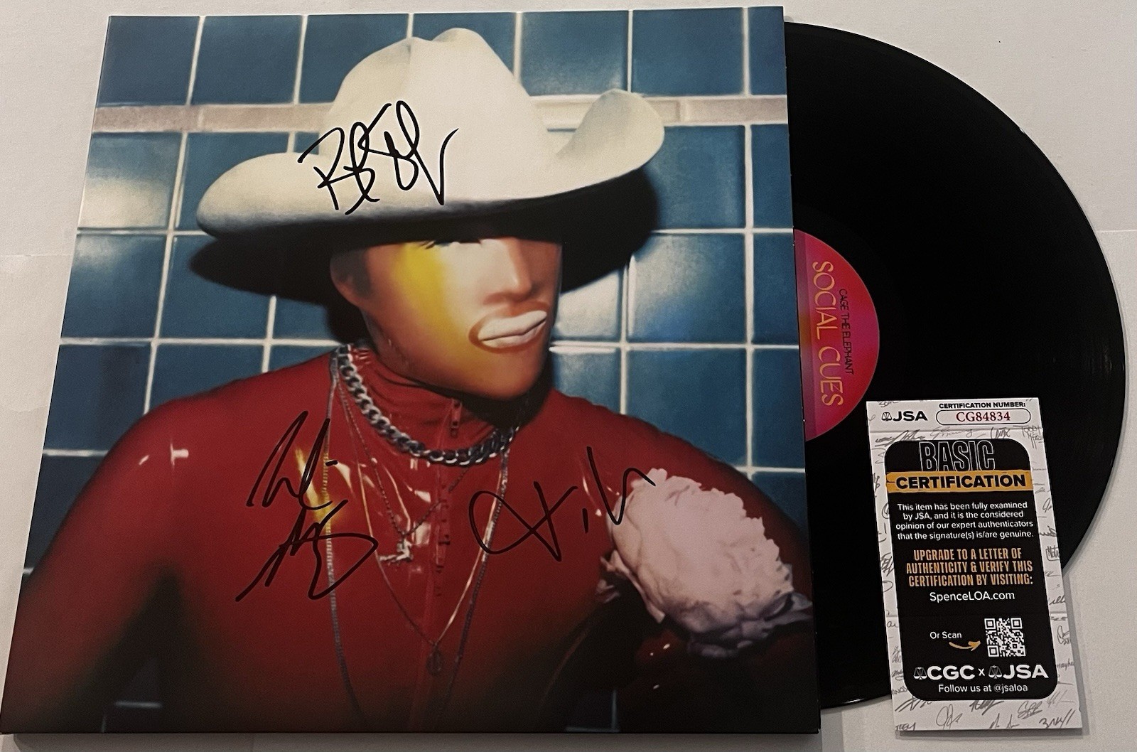 CAGE THE ELEPHANT BAND SIGNED SOCIAL CUES LP VINYL RECORD ALBUM MATT +3 JSA COA