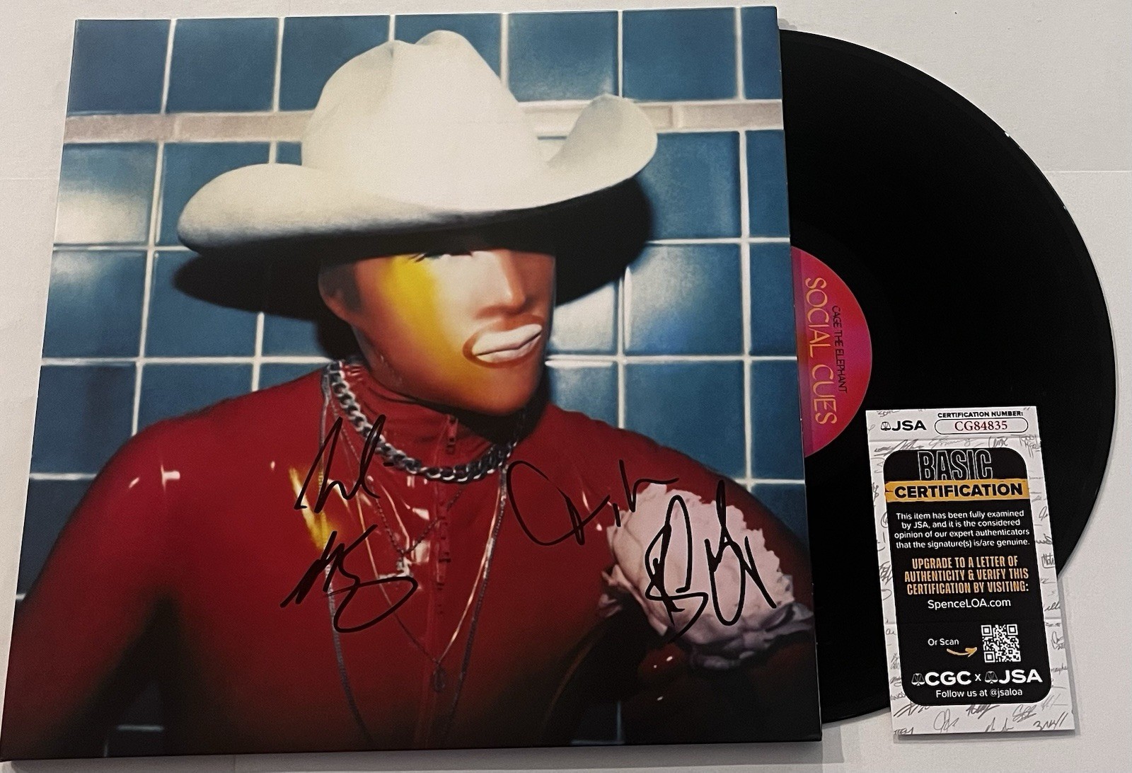 CAGE THE ELEPHANT BAND SIGNED SOCIAL CUES LP VINYL RECORD ALBUM MATT +3 JSA COA