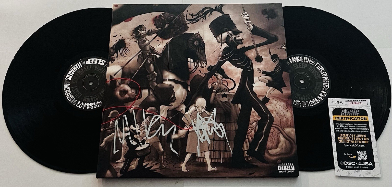 MY CHEMICAL ROMANCE SIGNED THE BLACK PARADE VINYL RECORD ALBUM FRANK MIKEY JSA