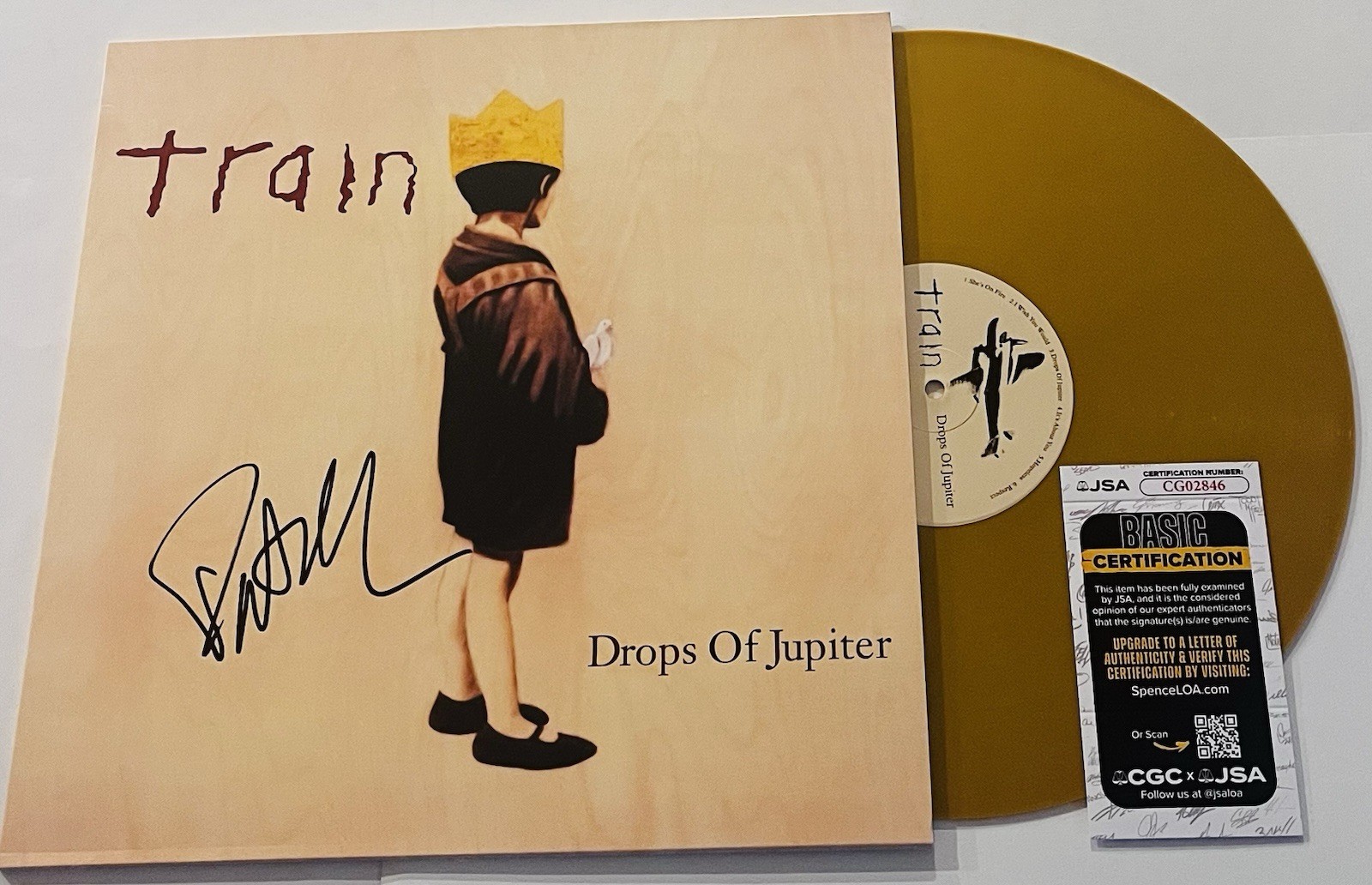 PAT MONAHAN TRAIN BAND SIGNED DROPS OF JUPITER LP VINYL RECORD ALBUM JSA COA