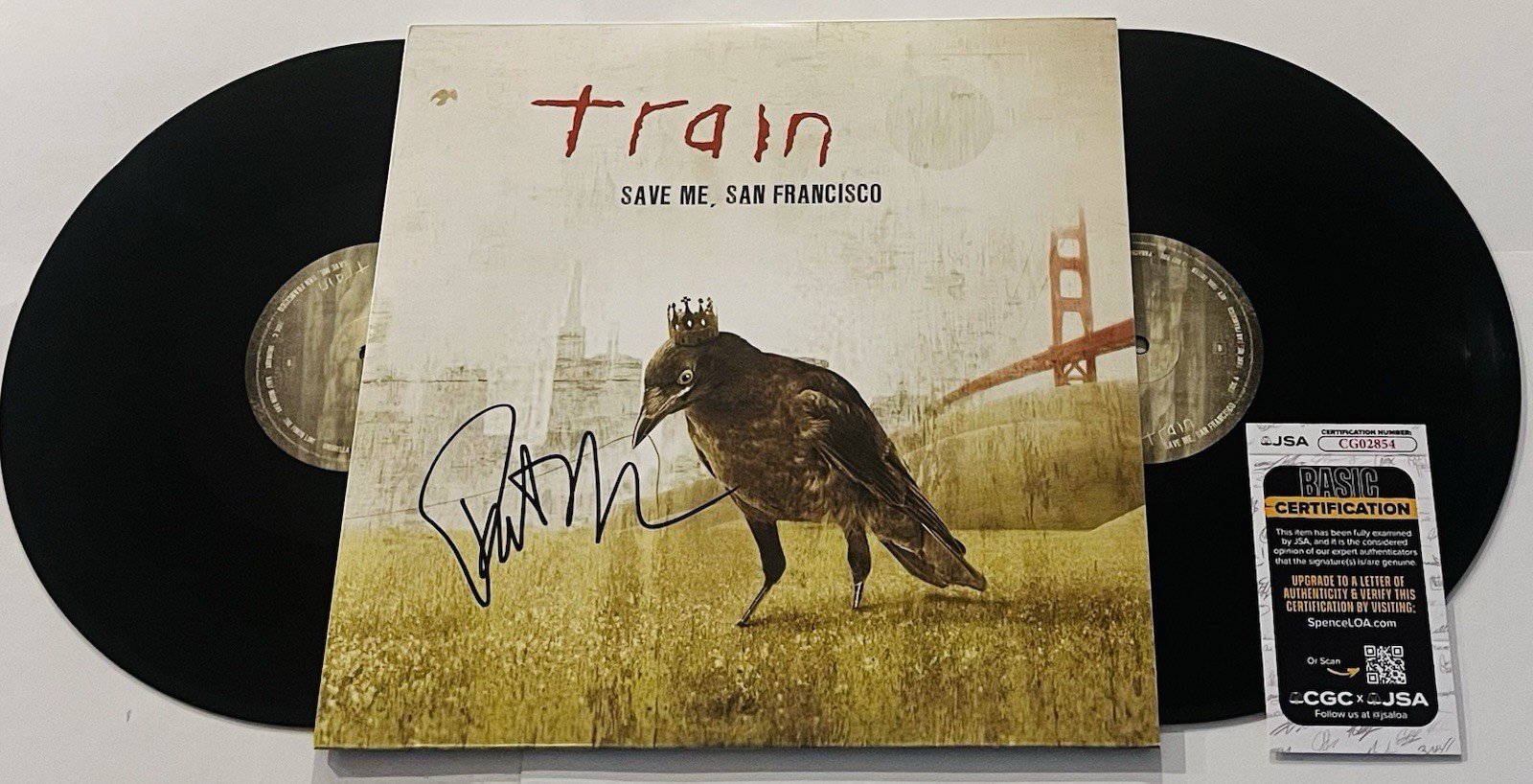 PAT MONAHAN TRAIN BAND SIGNED SAVE ME, SAN FRANCISCO VINYL RECORD ALBUM JSA COA