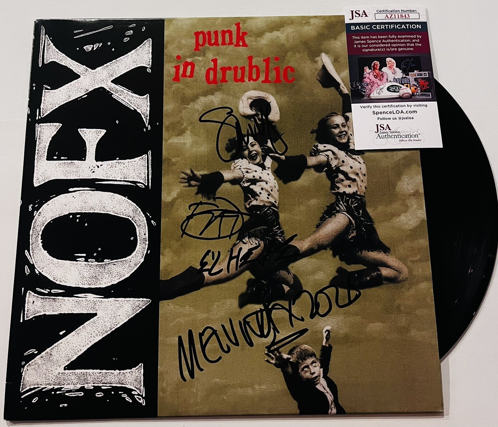 NOFX BAND SIGNED PUNK IN DRUBLIC VINYL RECORD FAT MIKE EL HEFE SMELLY MELVIN JSA