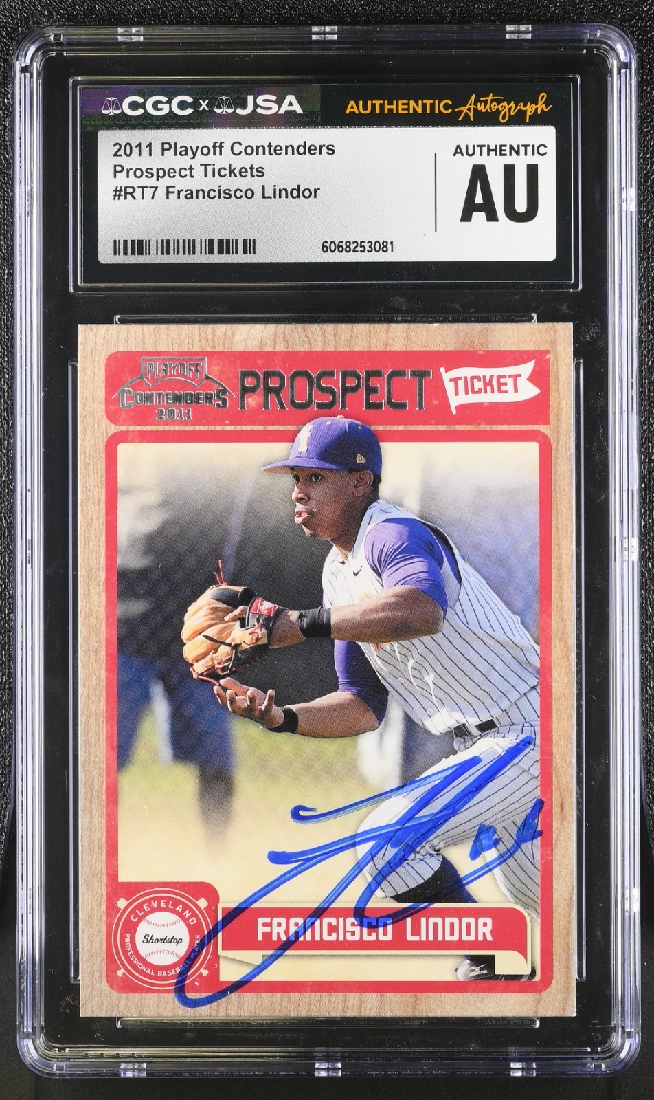 FRANCISCO LINDOR SIGNED 2011 PLAYOFF CONTENDERS ROOKIE CARD RT7 CGC AU JSA  AUTO