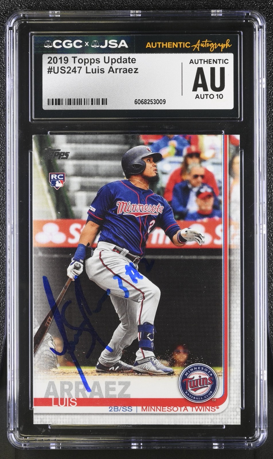 LUIS ARRAEZ SIGNED 2019 TOPPS UPDATE ROOKIE CARD #US247 CGC AU JSA 10 AUTO