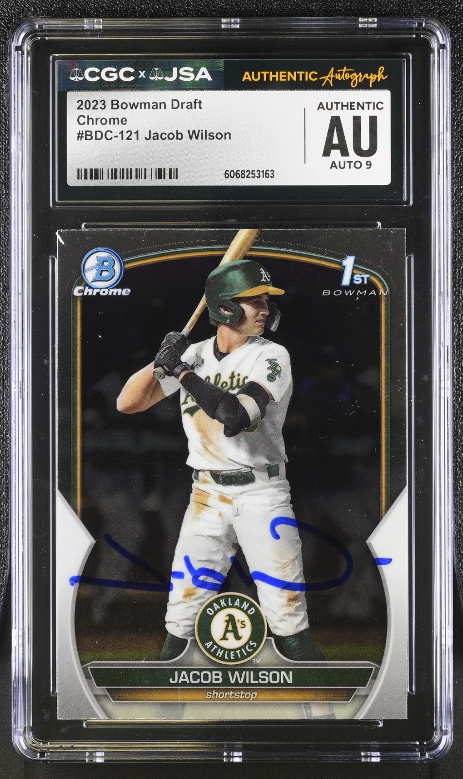 JACOB WILSON SIGNED 2023 BOWMAN DRAFT CHROME ROOKIE CARD BDC-121 CGC JSA 9 AUTO