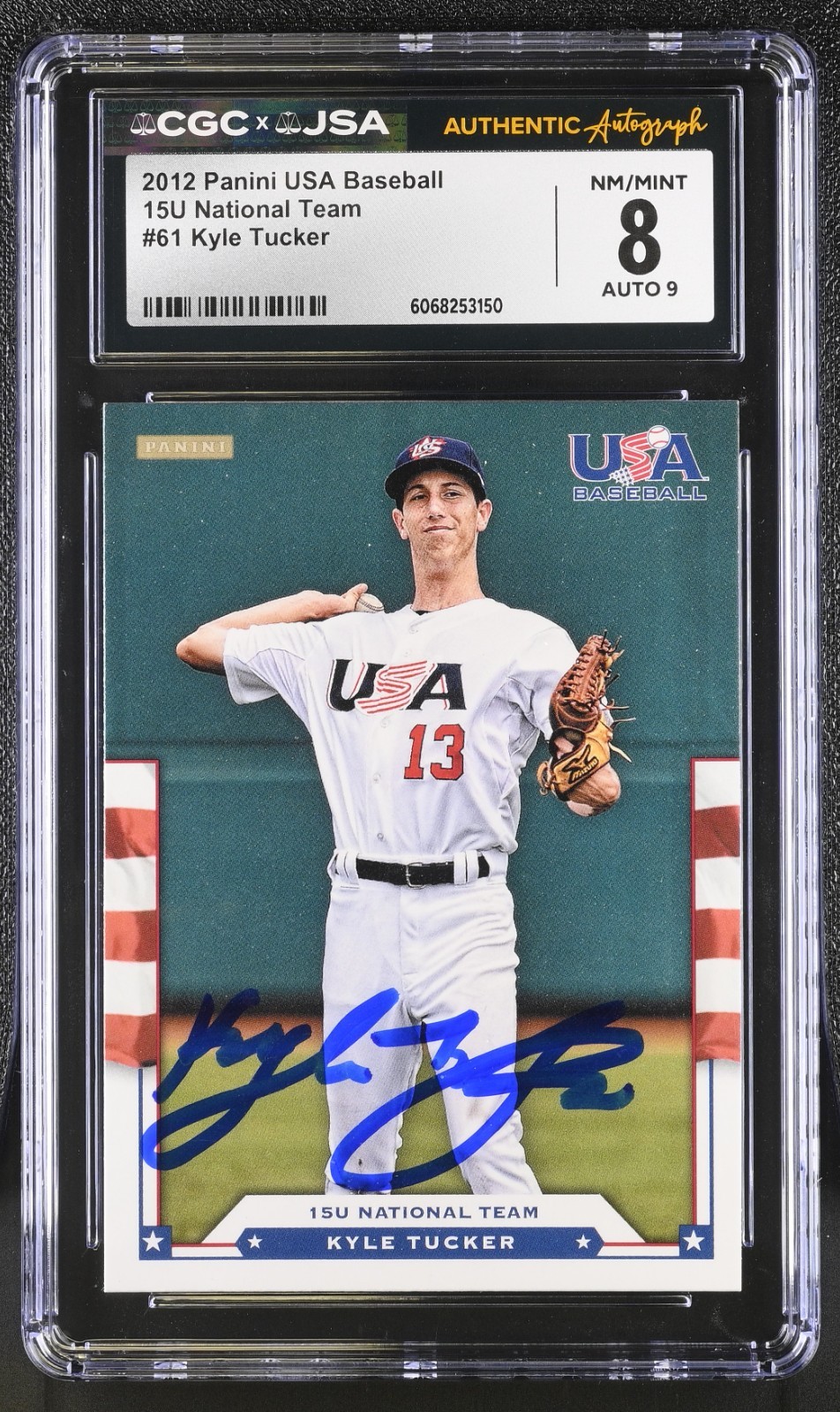 KYLE TUCKER SIGNED 2012 PANINI USA BASEBALL ROOKIE CARD #61 CGC AU JSA 9 AUTO