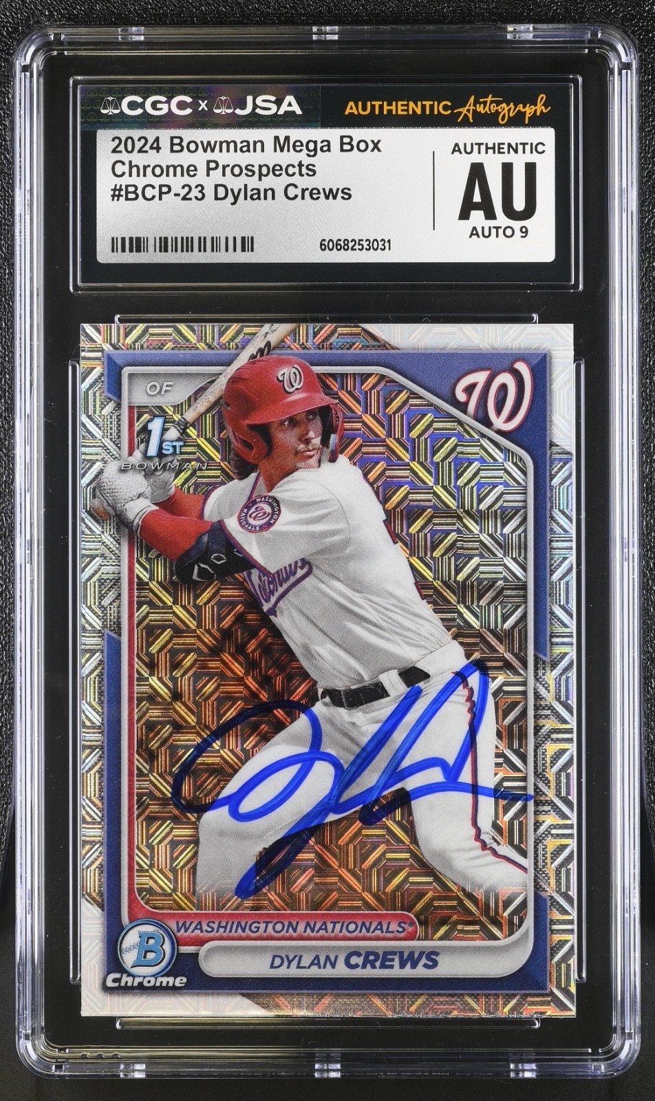 DYLAN CREWS SIGNED 2024 BOWMAN CHROME MEGA ROOKIE CARD #BCP-23 CGC AU JSA 9 AUTO