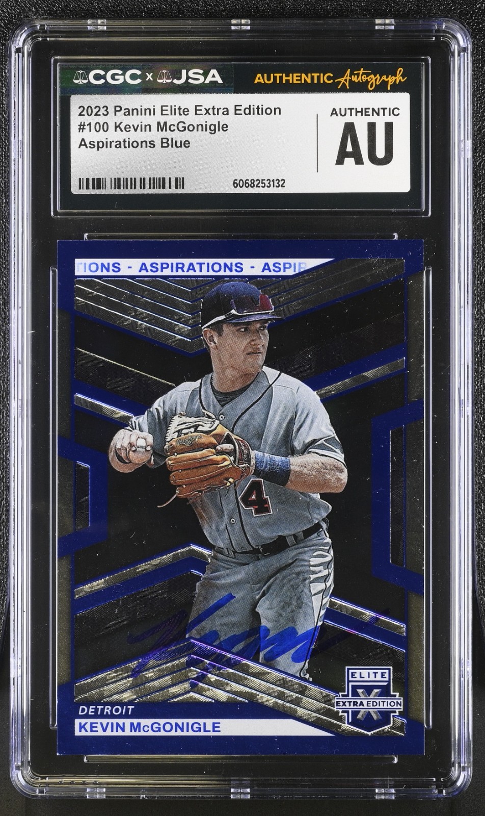 KEVIN MCGONIGLE SIGNED 2023 PANINI ELITE EXTRA BLUE CARD #100 CGC AU JSA AUTO
