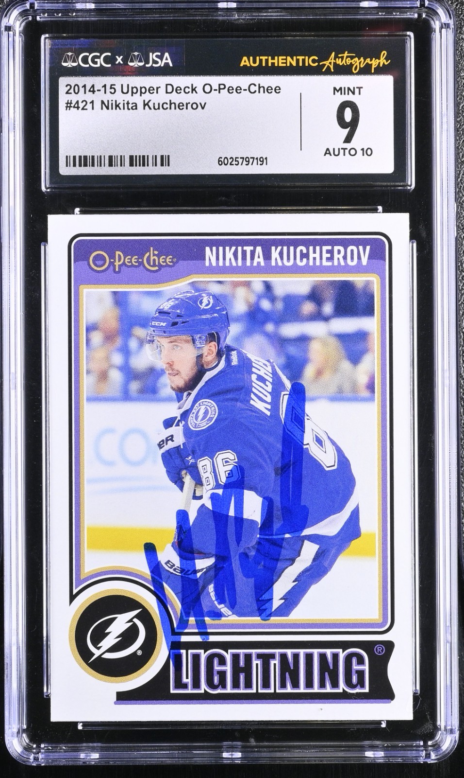 NIKITA KUCHEROV SIGNED 2014-15 UPPER DECK O-PEE-CHEE CARD #421 CGC 9 JSA 10 AUTO