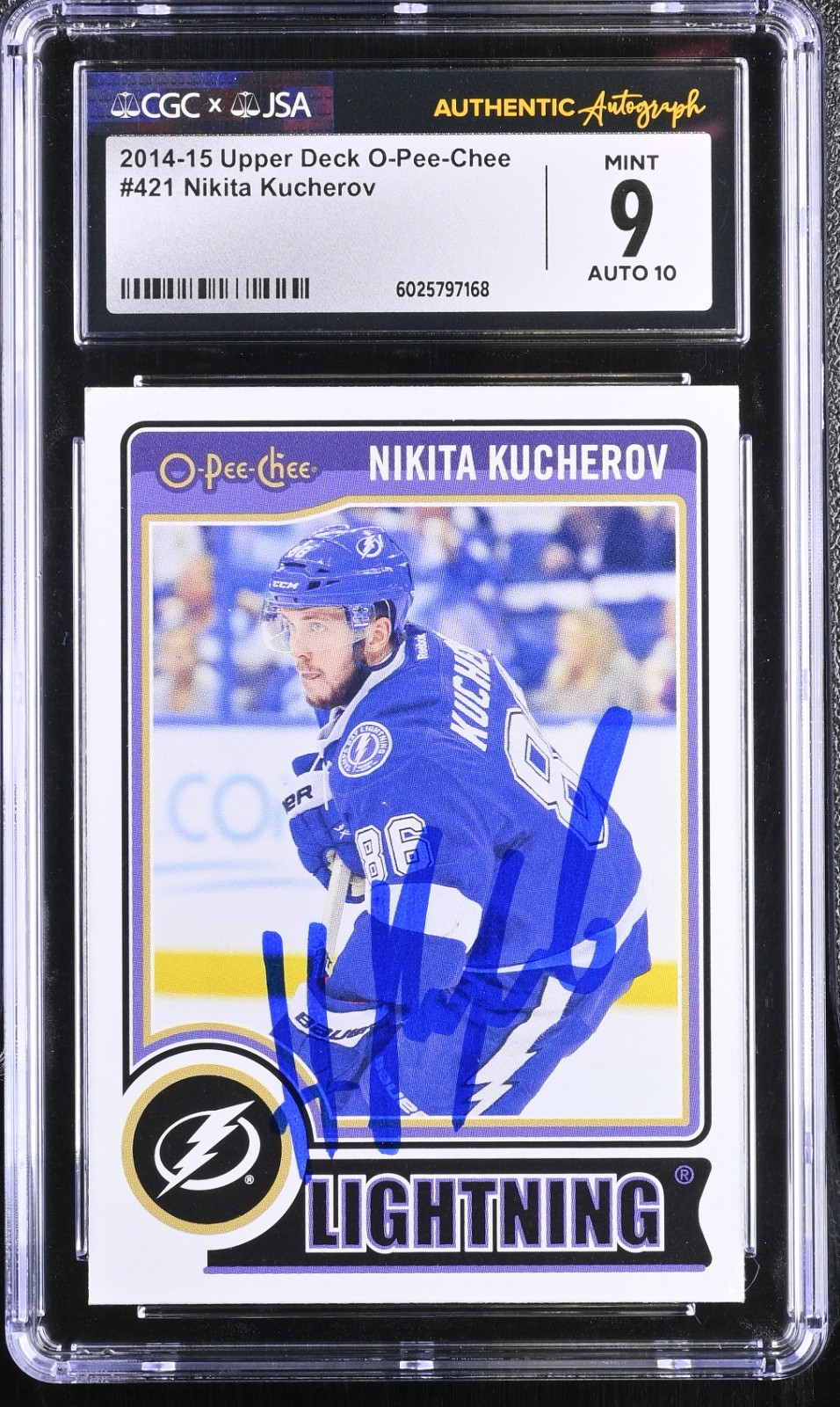 NIKITA KUCHEROV SIGNED 2014-15 UPPER DECK O-PEE-CHEE CARD #421 CGC 9 JSA 10 AUTO