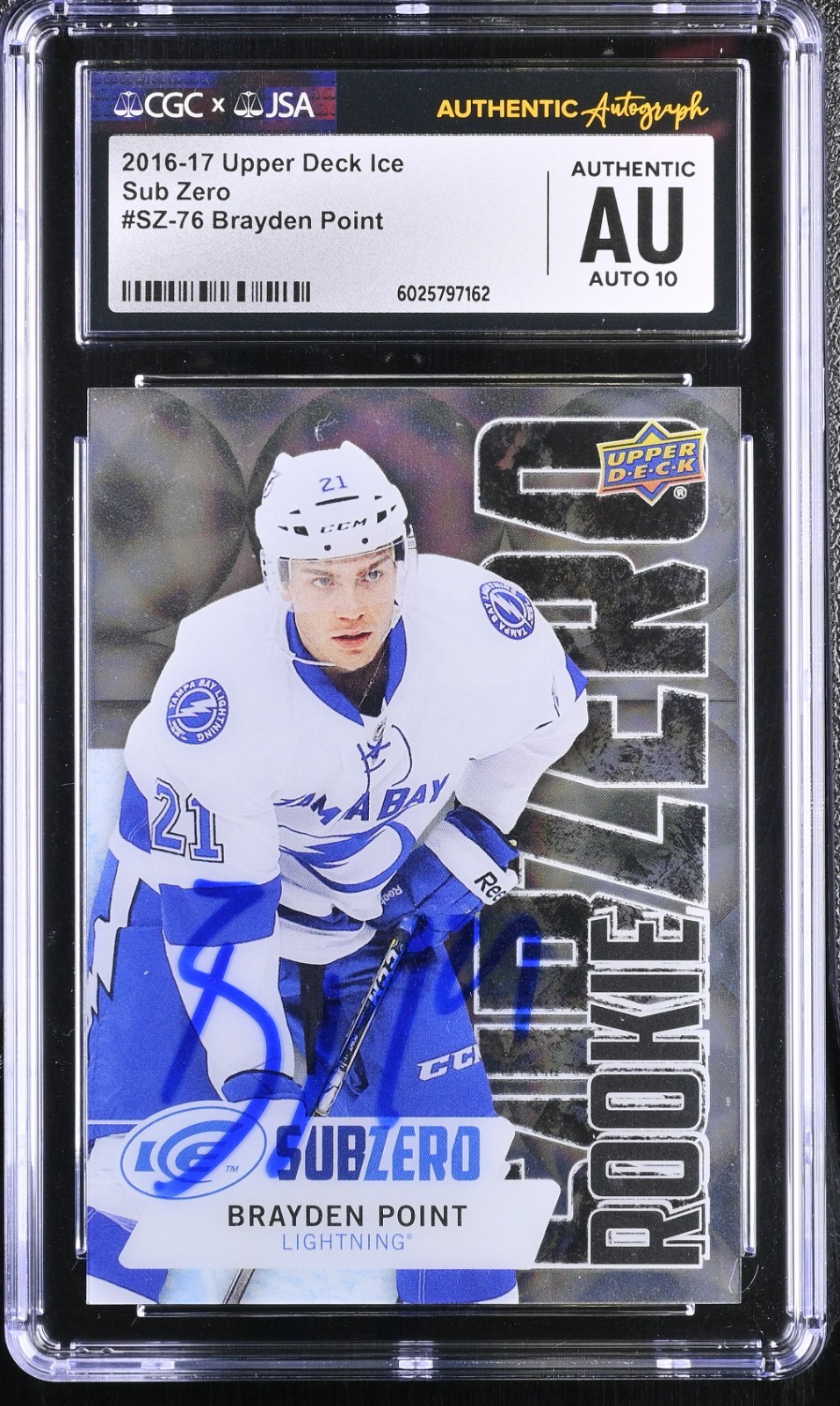 BRAYDEN POINT SIGNED 2016-17 UPPER DECK ICE CARD #SZ-76 CGC AU JSA 10 AUTO
