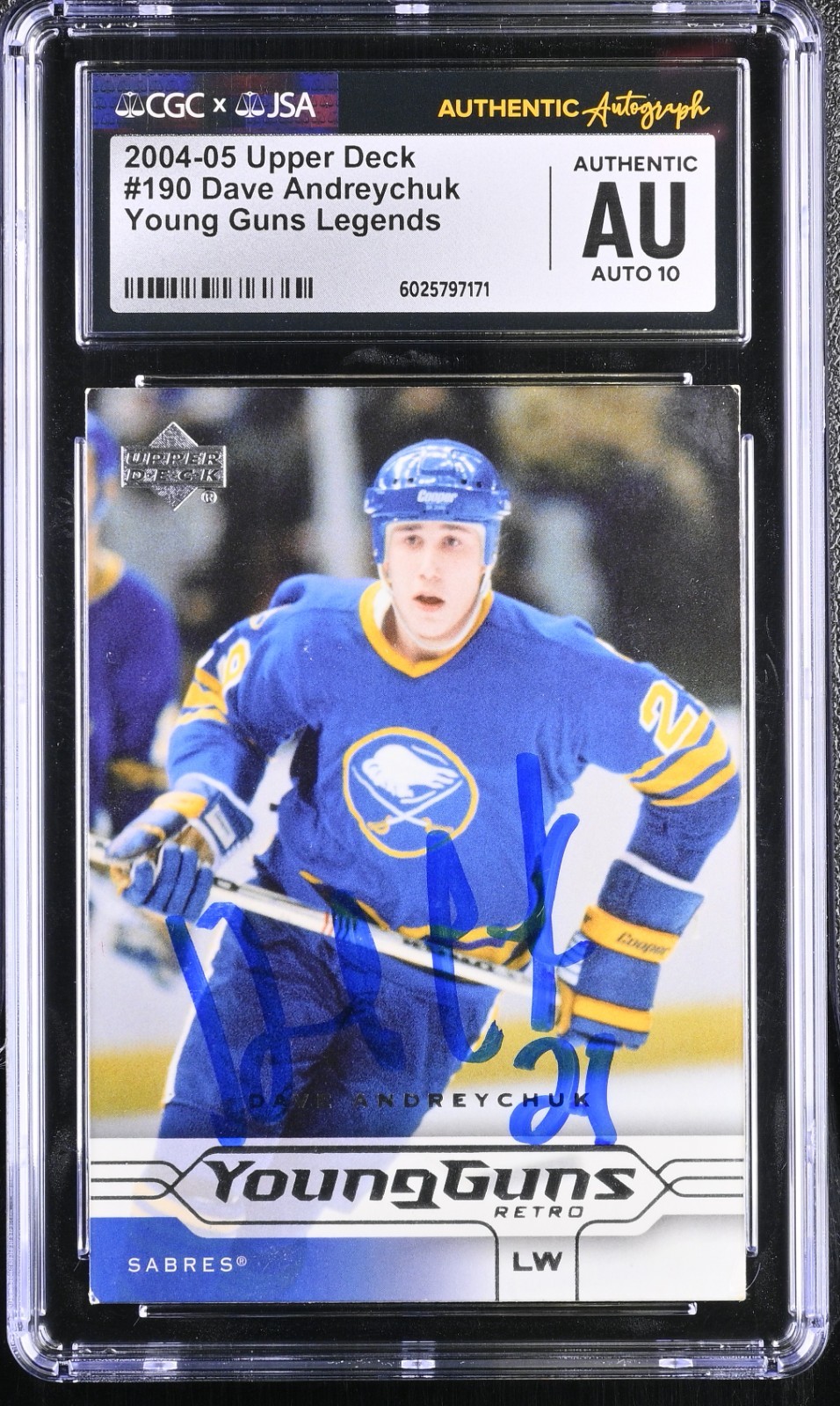 DAVE ANDREYCHUK SIGNED 2004-05 UPPER DECK YOUNG GUNS CARD 190 CGC AU JSA 10 AUTO