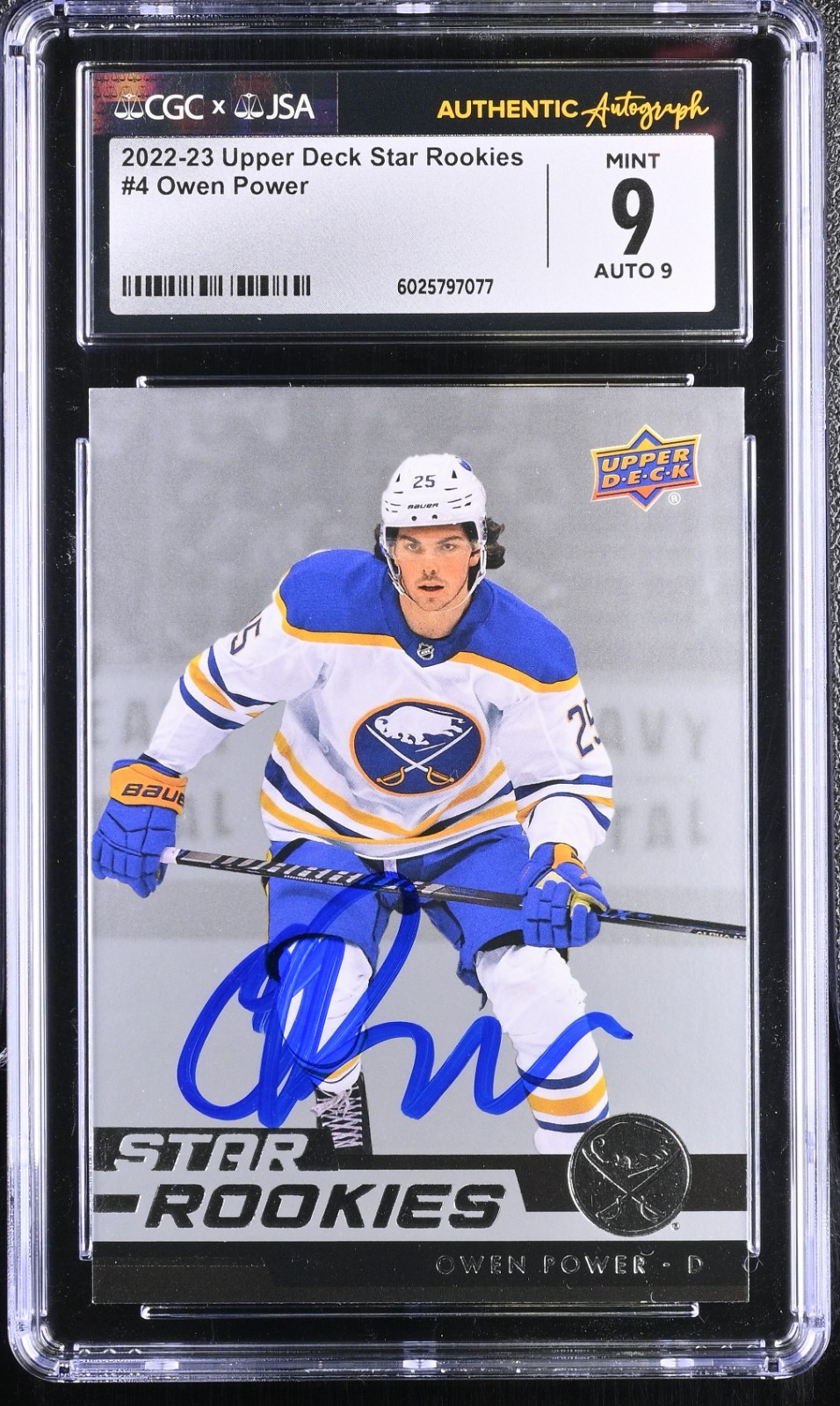 OWEN POWER SIGNED 2022-23 UPPER DECK STAR ROOKIES CARD #4 CGC 9 JSA 9 AUTO