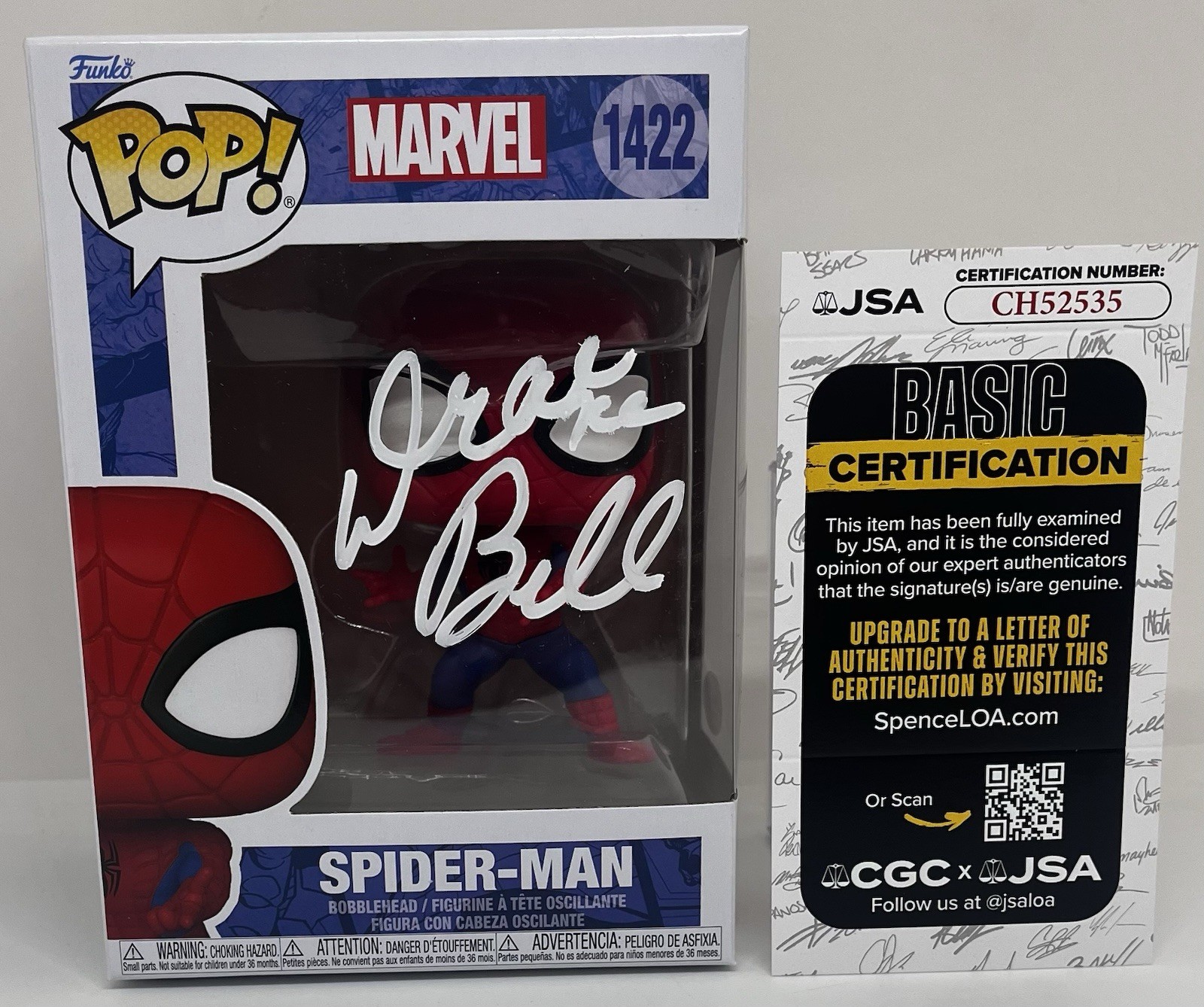 DRAKE BELL SIGNED SPIDER-MAN POP FUNKO FIGURE ULTIMATE SPIDER-MAN JSA COA