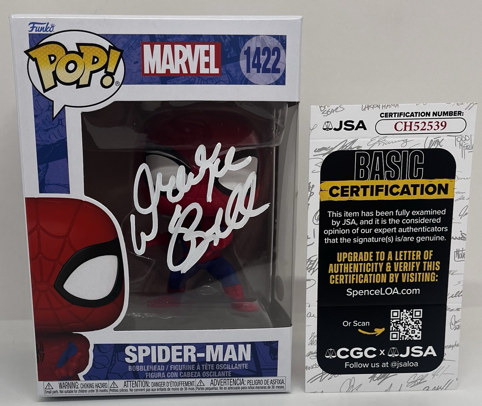 DRAKE BELL SIGNED SPIDER-MAN POP FUNKO FIGURE ULTIMATE SPIDER-MAN JSA COA