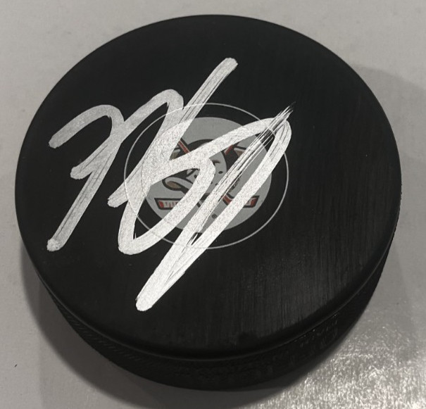 BECKETT SENNECKE SIGNED ANAHEIM DUCKS HOCKEY PUCK W/ CASE COA