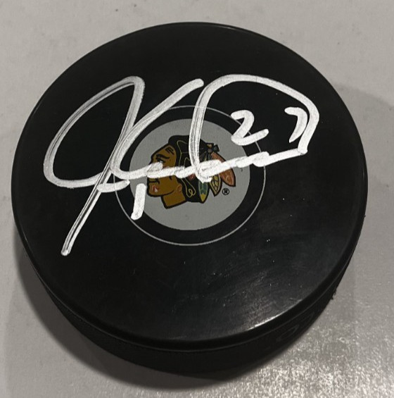 JEREMY ROENICK SIGNED CHICAGO BLACKHAWKS HOCKEY PUCK W/ CASE COA