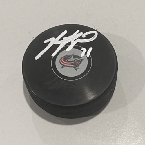 NICK FOLIGNO SIGNED COLUMBUS BLUE JACKETS HOCKEY PUCK W/ CASE COA