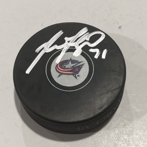 NICK FOLIGNO SIGNED COLUMBUS BLUE JACKETS HOCKEY PUCK W/ CASE COA