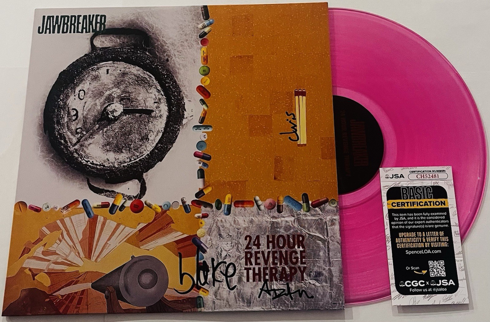 JAWBREAKER BAND SIGNED 24 HOUR REVENGE THERAPY VINYL RECORD ALBUM BLAKE JSA COA