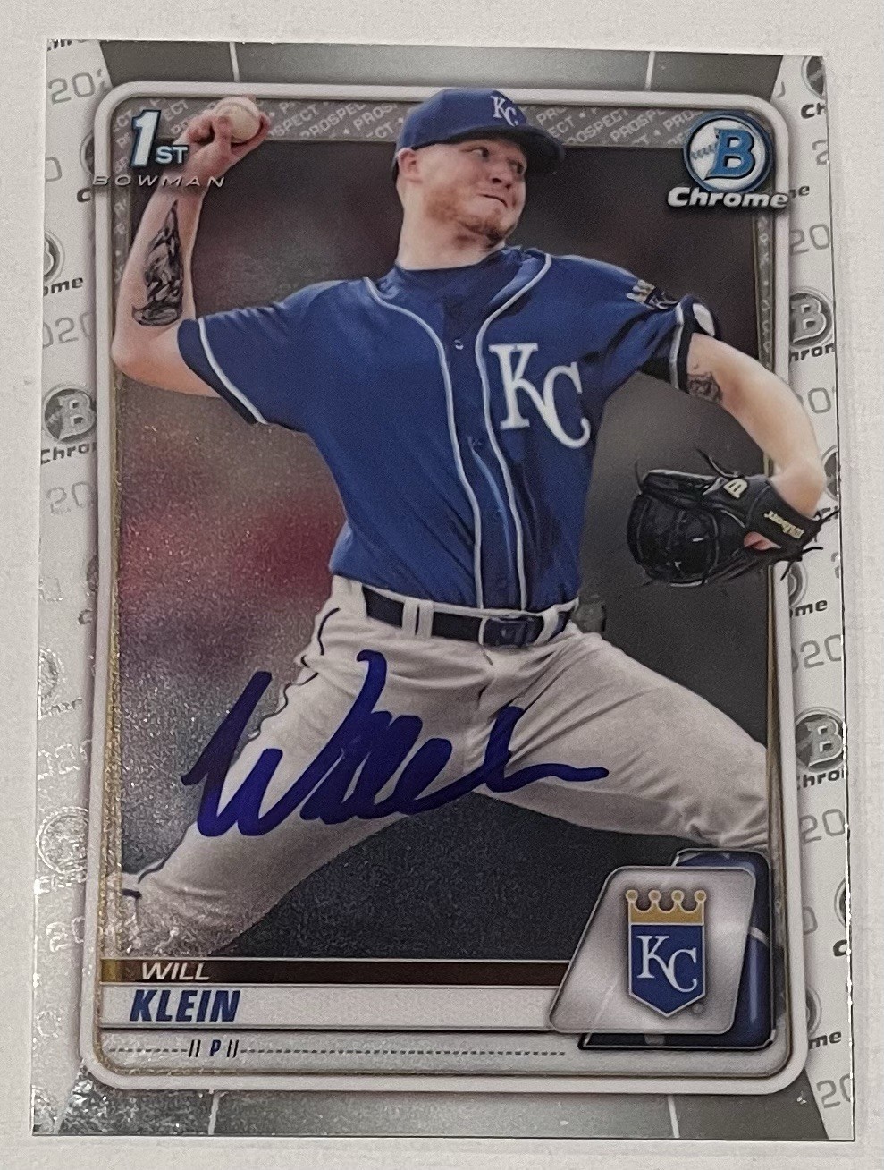 WILL KLEIN SIGNED 2020 BOWMAN CHROME DRAFT ROOKIE BASEBALL CARD DODGERS AUTO COLLECTIBLE MEMORABILIA