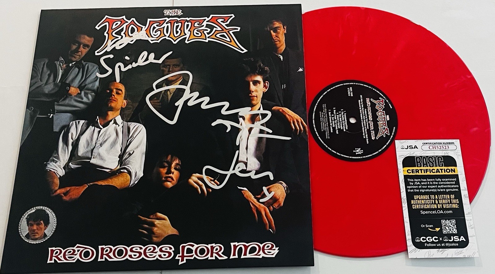 THE POGUES SIGNED RED ROSES FOR ME LP VINYL RECORD ALBUM SPIDER JEM JAMES JSA