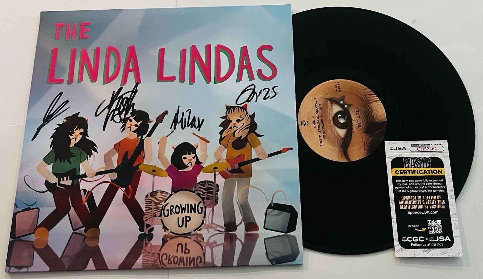 THE LINDA LINDAS BAND SIGNED GROWING UP LP VINYL RECORD ALBUM JSA COA