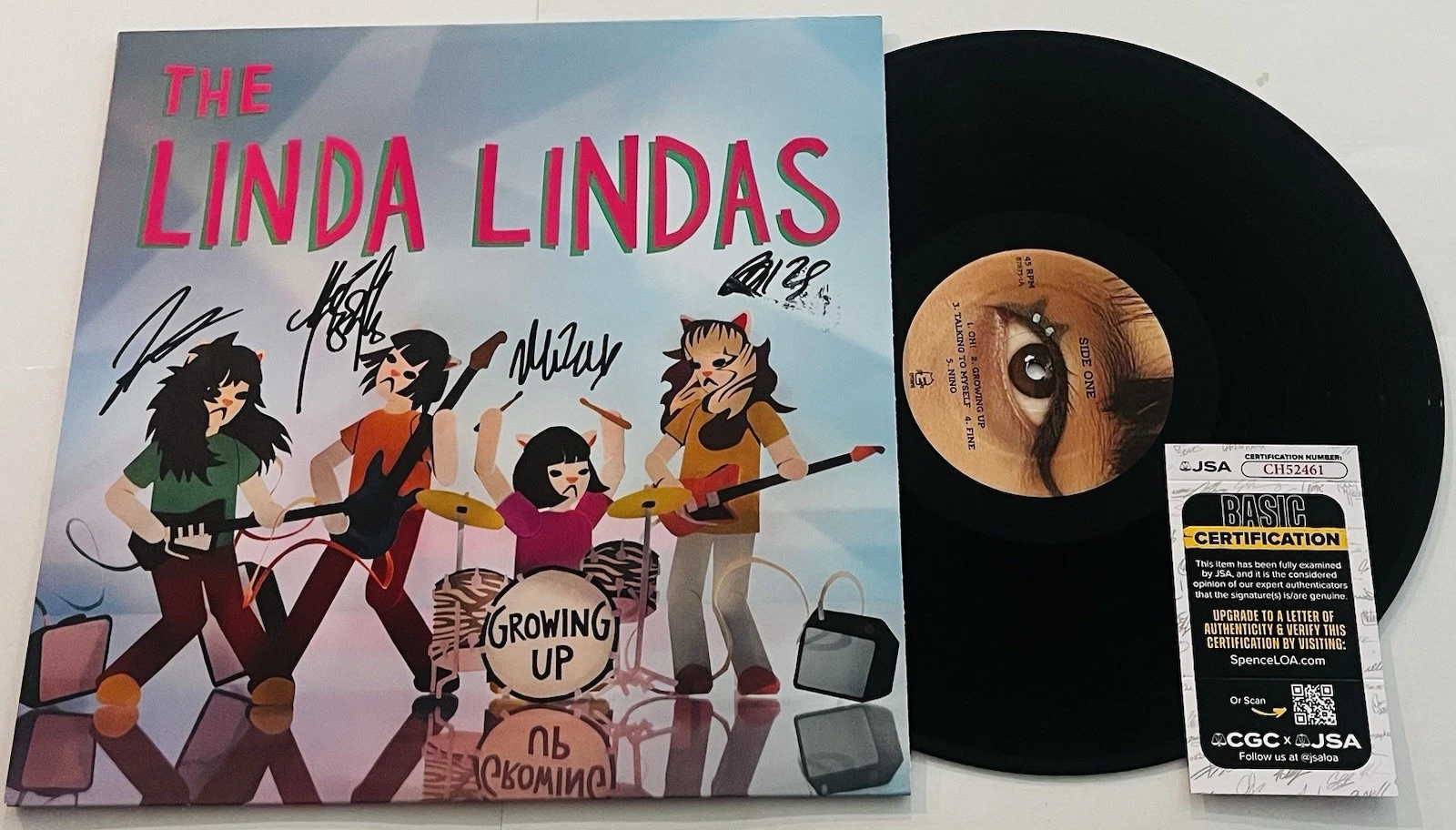 THE LINDA LINDAS BAND SIGNED GROWING UP LP VINYL RECORD ALBUM JSA COA