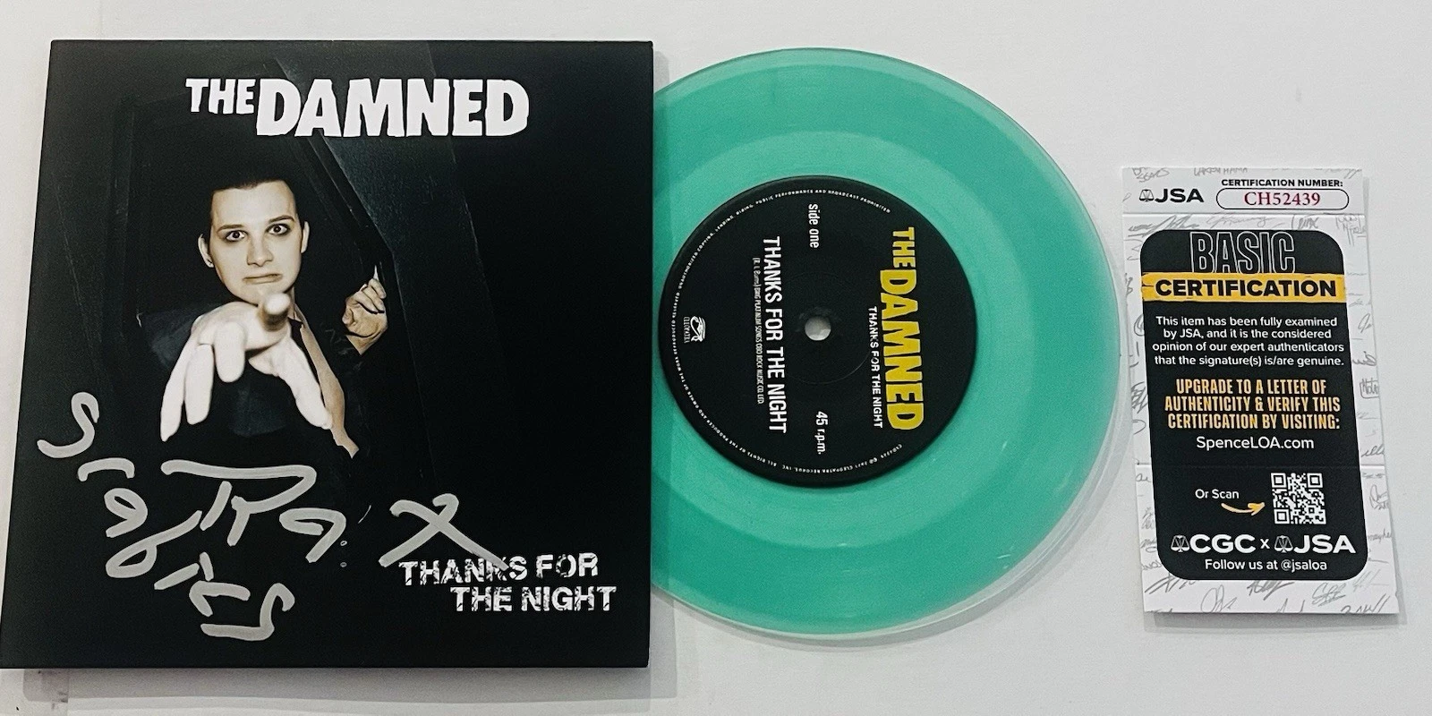 THE DAMNED RAT SCABIES SIGNED THANKS FOR NIGHT 7IN LP VINYL RECORD ALBUM JSA COA