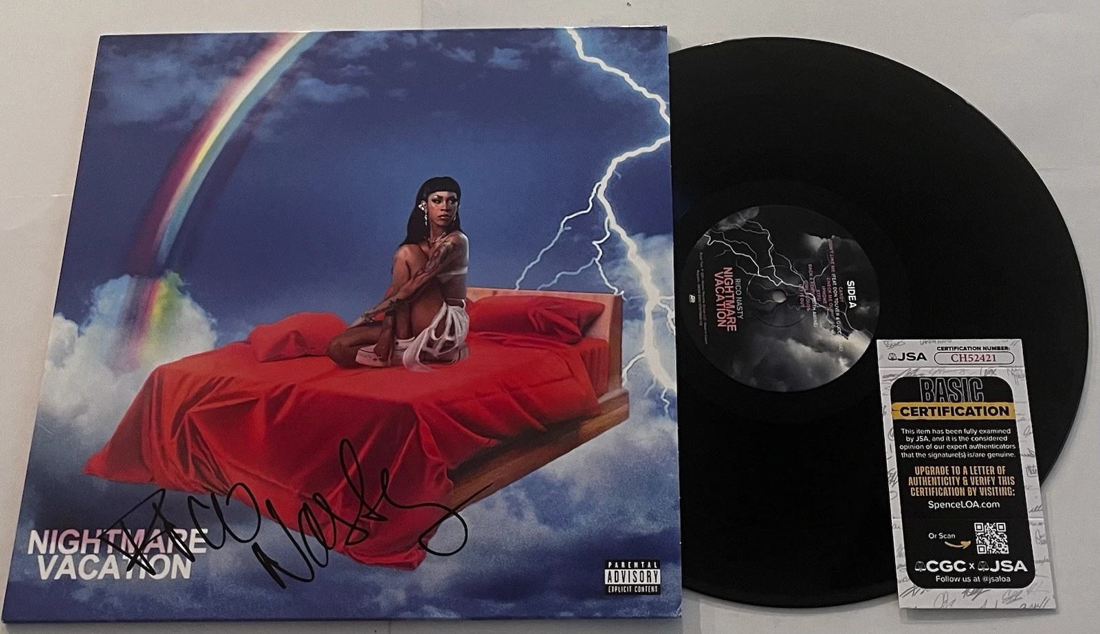 RICO NASTY SIGNED NIGHTMARE VACATION LP VINYL RECORD ALBUM  CANDY JSA COA