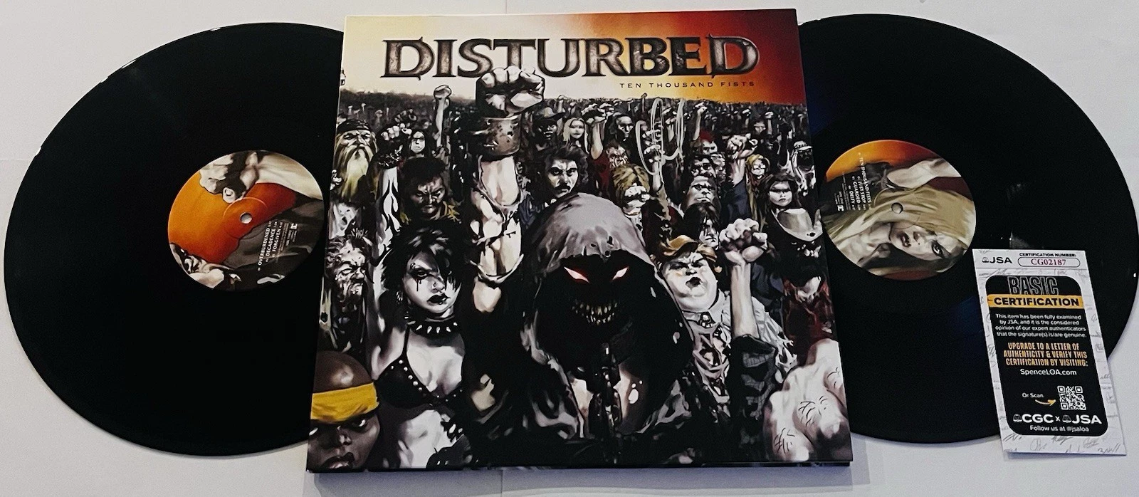 DAVID DRAIMAN DISTURBED BAND SIGNED TEN THOUSAND FISTS LP VINYL RECORD ALBUM JSA