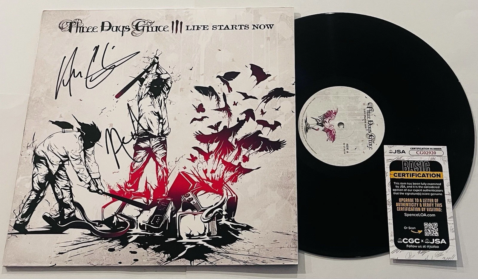 THREE DAYS GRACE SIGNED LIFE STARTS NOW VINYL RECORD ALBUM ADAM GONTIER JSA COA
