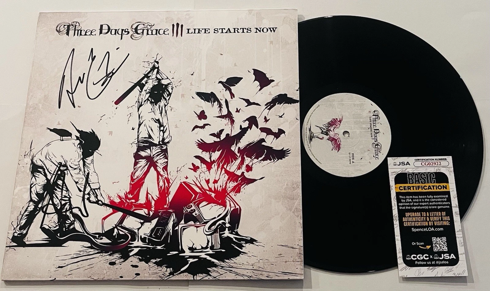THREE DAYS GRACE SIGNED LIFE STARTS NOW VINYL RECORD ALBUM ADAM GONTIER JSA COA