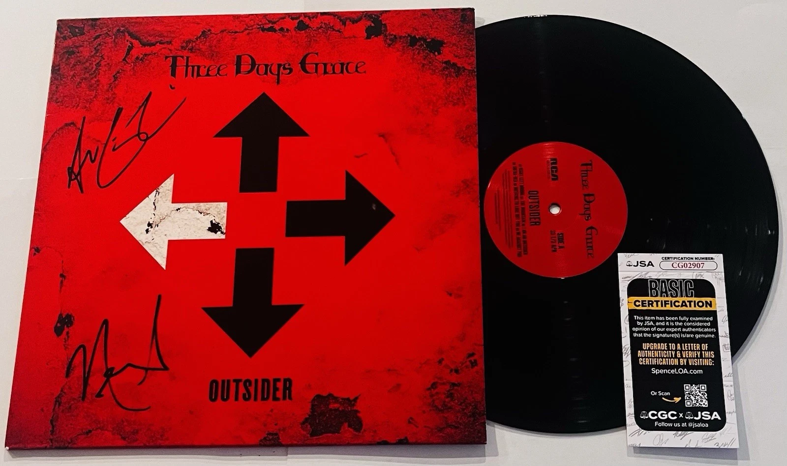 THREE DAYS GRACE SIGNED OUTSIDER LP VINYL RECORD ALBUM ADAM GONTIER NEIL JSA COA