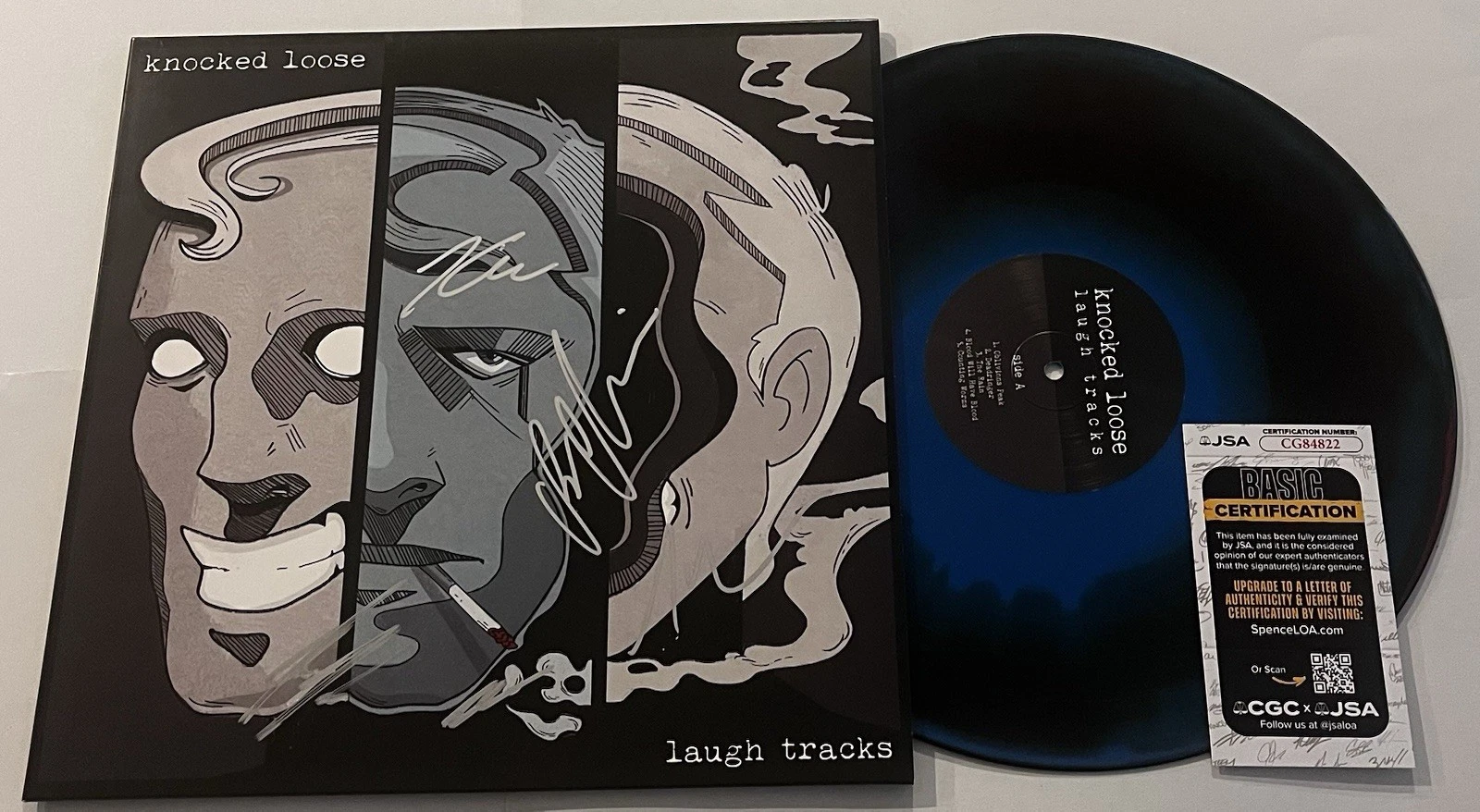 KNOCKED LOOSE SIGNED LAUGH TRACKS LP VINYL RECORD ALBUM BRYAN GARRIS JSA COA