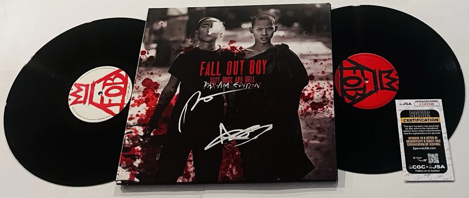 FALL OUT BOY SIGNED SAVE ROCK AND ROLL VINYL RECORD ALBUM PATRICK STUMP JSA COA