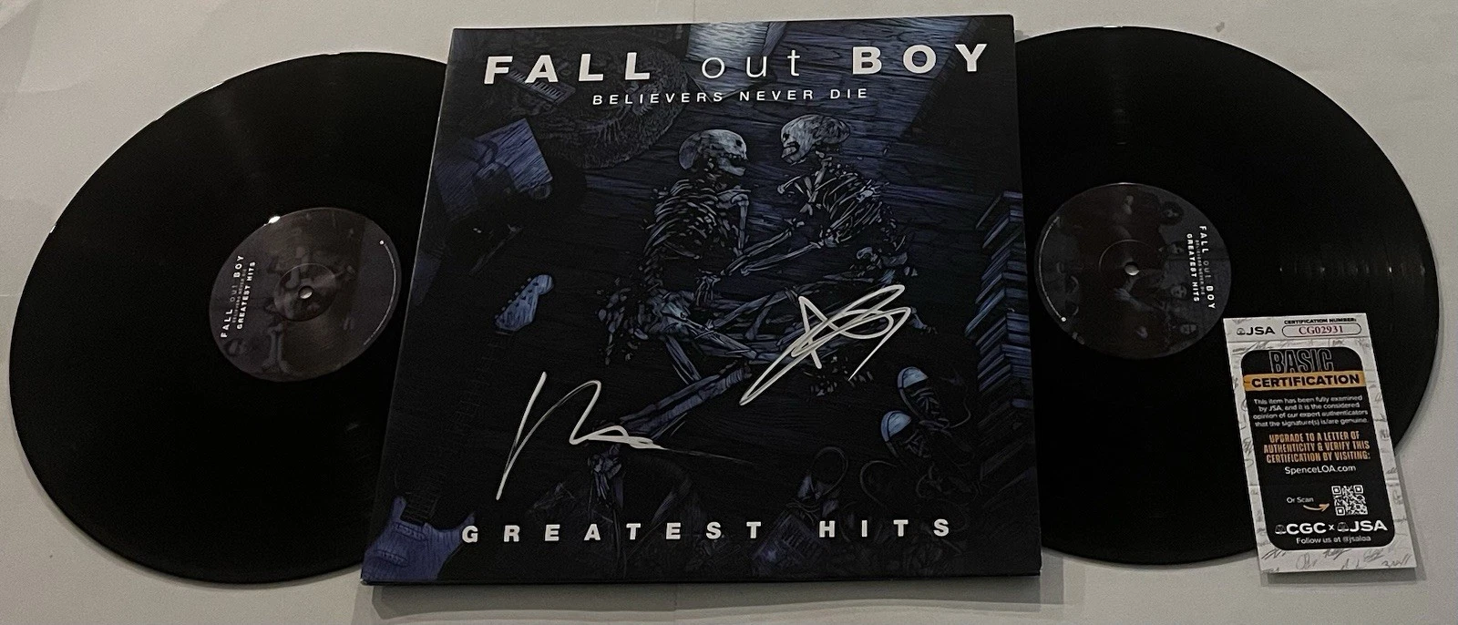 FALL OUT BOY SIGNED BELIEVERS NEVER DIE VINYL RECORD ALBUM PATRICK STUMP JSA COA