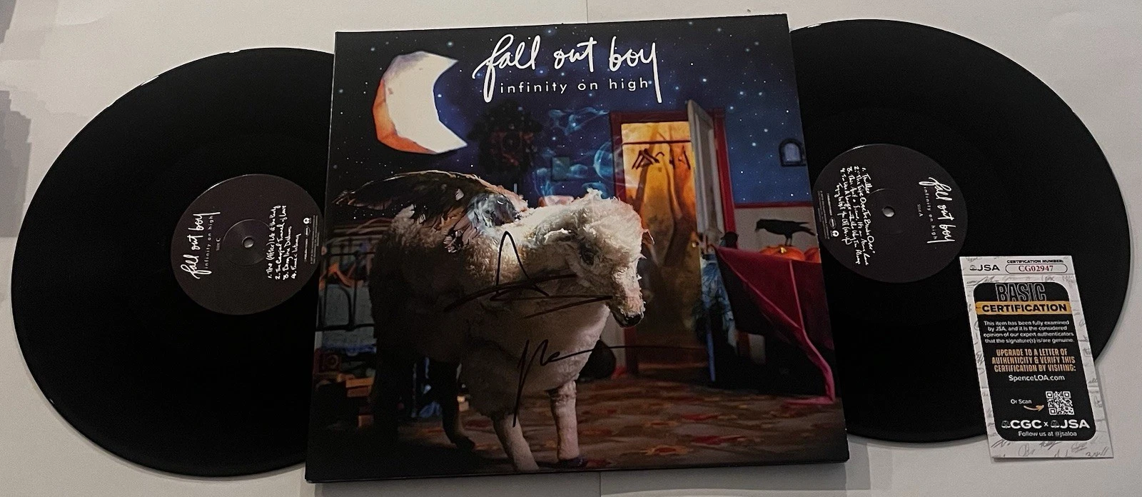 FALL OUT BOY SIGNED INFINITY ON HIGH LP VINYL RECORD ALBUM PATRICK STUMP JSA COA