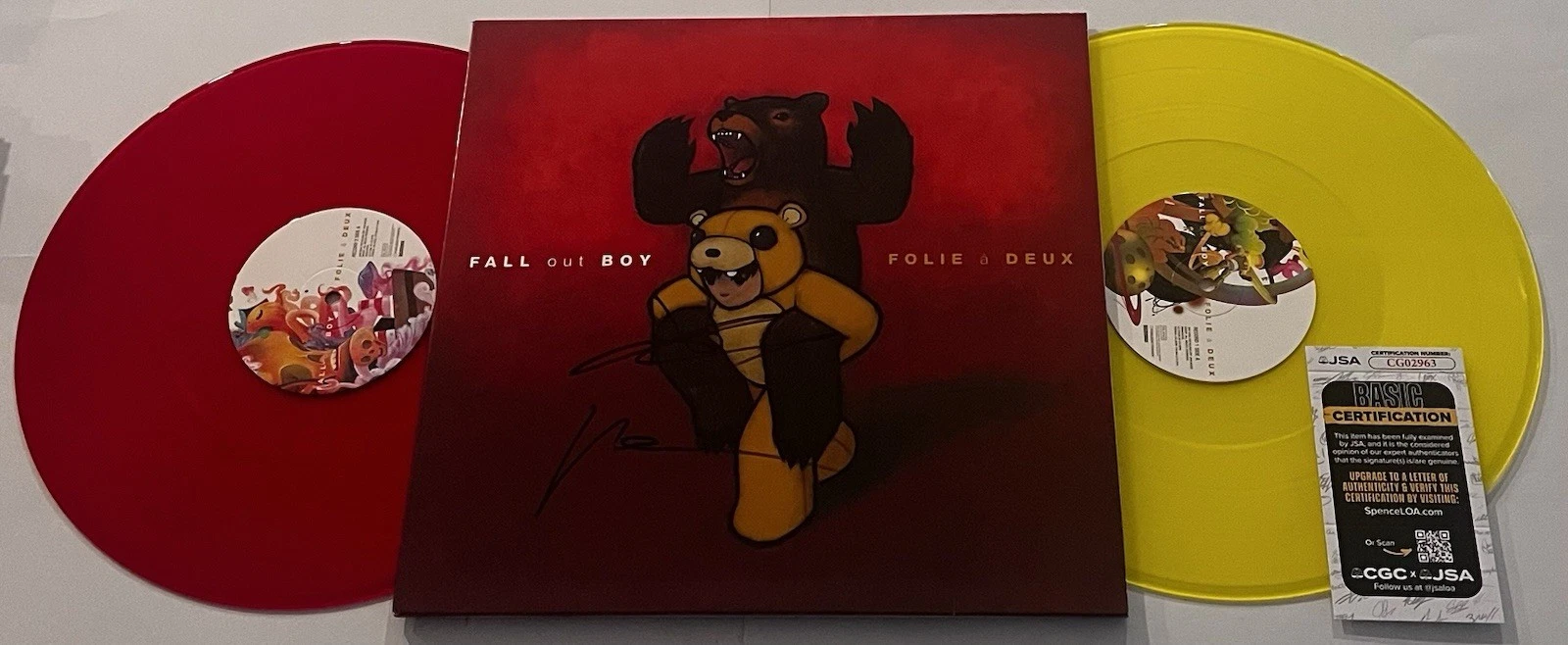 FALL OUT BOY SIGNED FOLIE A DEUX LP VINYL RECORD ALBUM PATRICK STUMP JSA COA