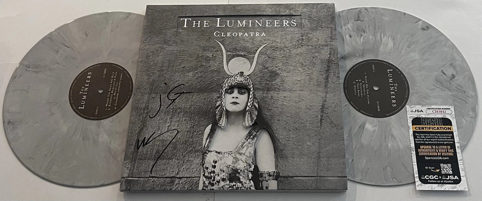 THE LUMINEERS BAND SIGNED CLEOPATRA LP VINYL RECORD ALBUM WESLEY SCHULTZ JSA COA