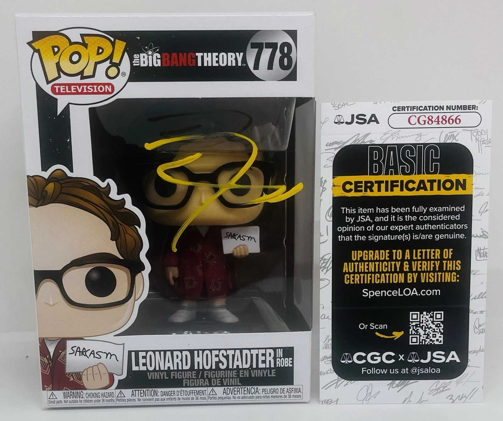 JOHNNY GALECKI SIGNED LEONARD HOFSTADTER POP FUNKO FIGURE BIG BANG THEORY JSA