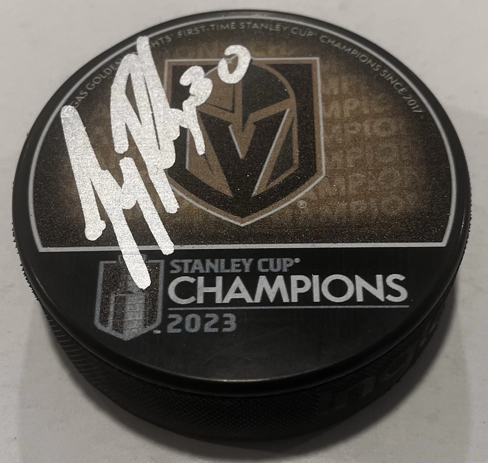 JIRI PATERA SIGNED VEGAS GOLDEN KNIGHTS 2023 STANLEY CUP PUCK W/ CASE COA