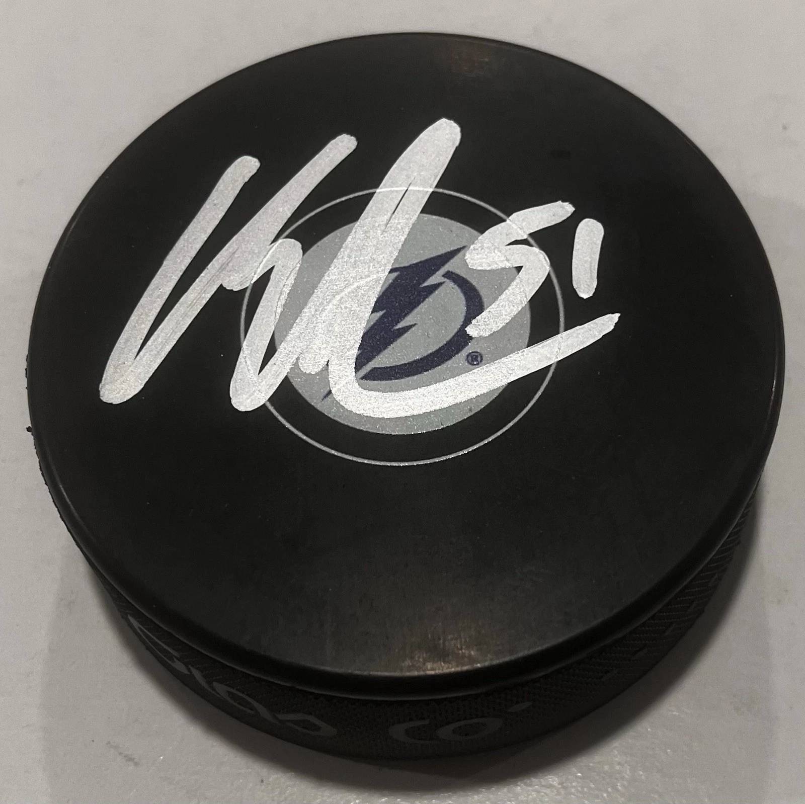 CHARLE-EDOUARD D'ASTROUS SIGNED TAMPA BAY LIGHTNING HOCKEY PUCK W/ CASE COA