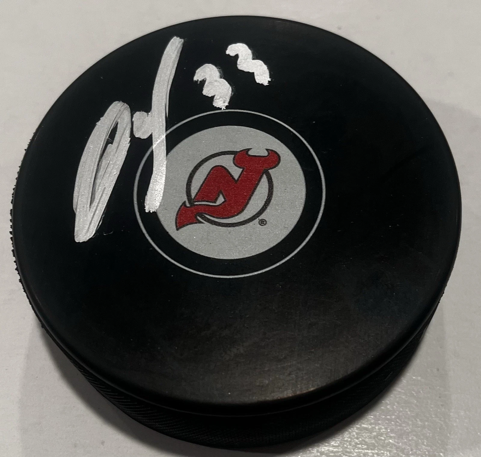EVGENII DADONOV SIGNED NEW JERSEY DEVILS HOCKEY PUCK W/ CASE COA