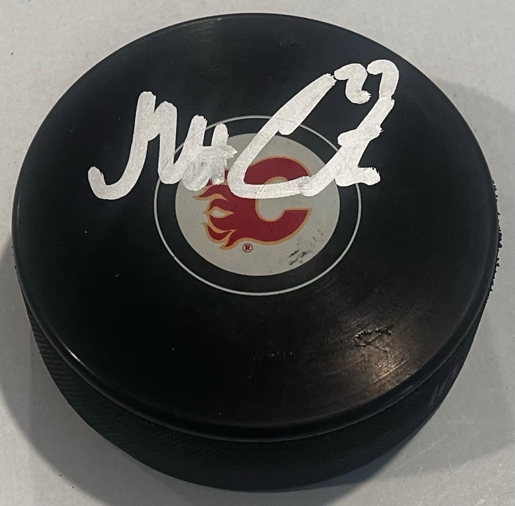 MATT CORONATO SIGNED CALGARY FLAMES HOCKEY PUCK W/ CASE COA