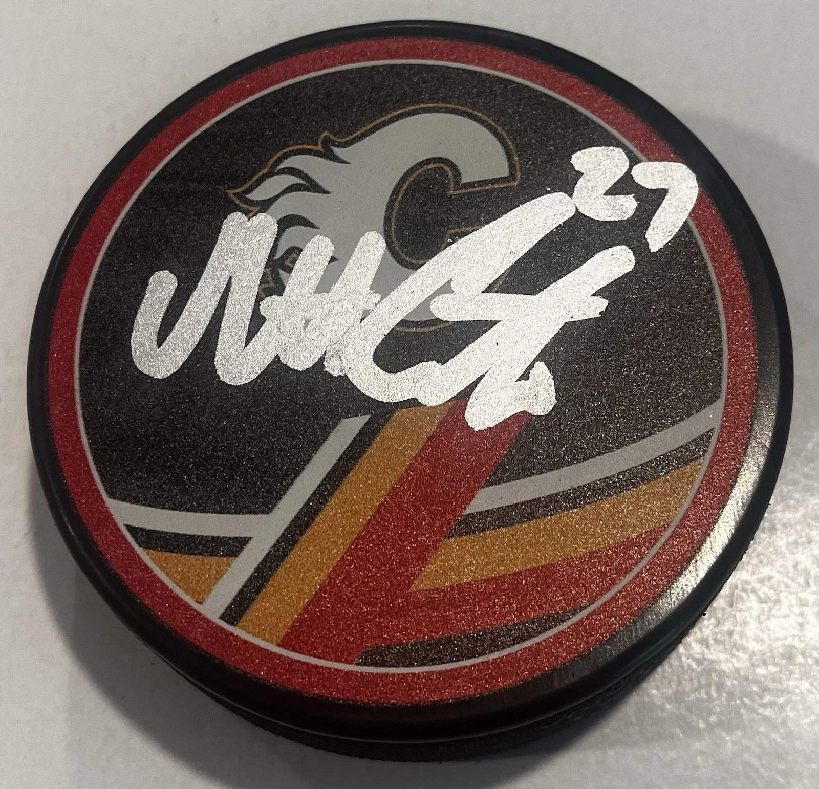 MATT CORONATO SIGNED CALGARY FLAMES HOCKEY PUCK W/ CASE COA