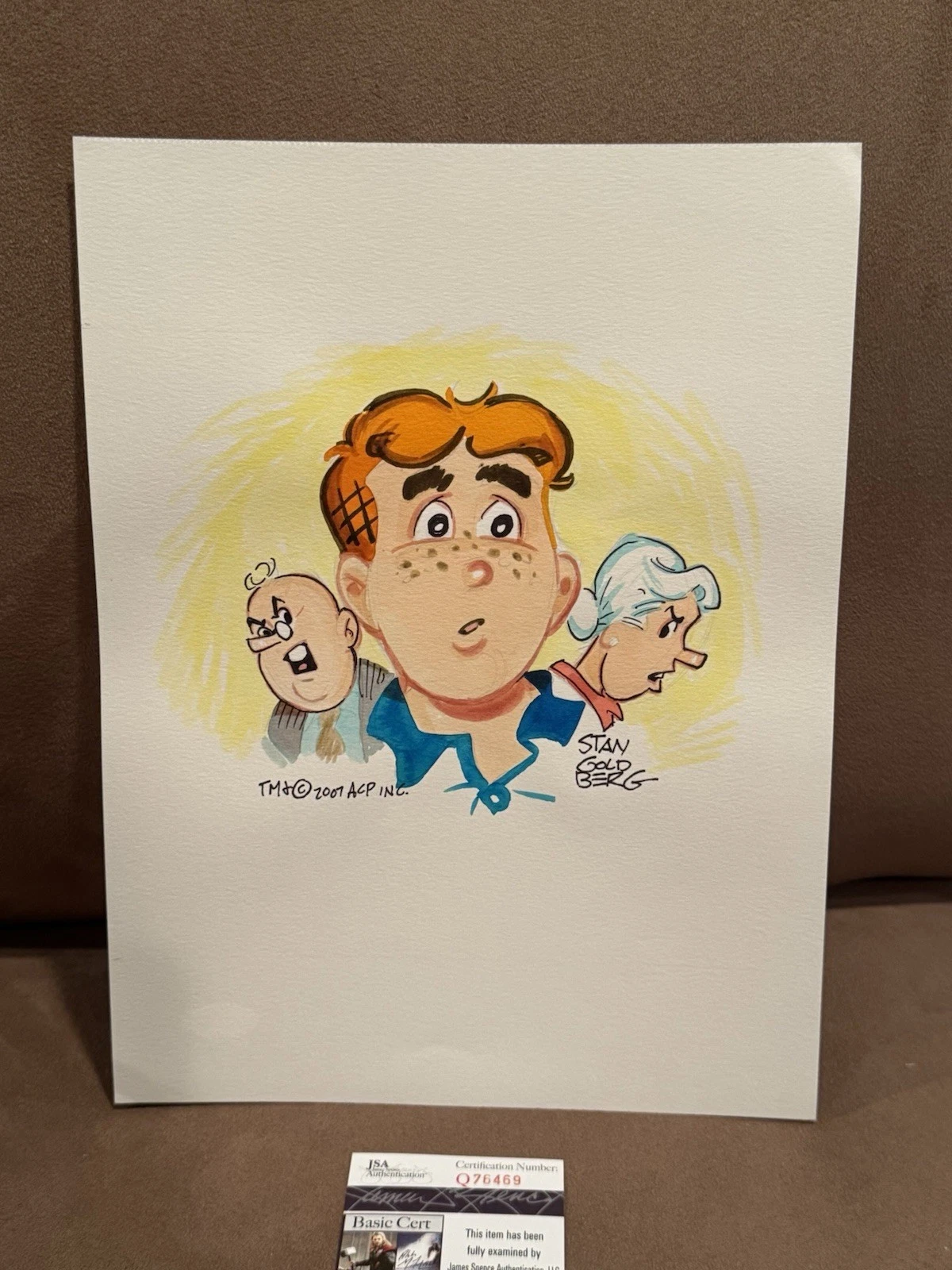 Archie Color Drawing  W/ Grandma + Pa Artwork By Stan Goldberg JSA Archie Comics