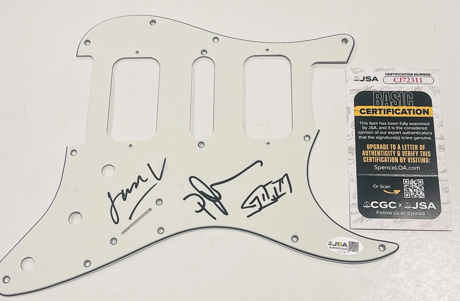 MAROON 5 BAND SIGNED GUITAR PICKGUARD PICK GUARD JAMES VALENTINE SAM PJ JSA COA