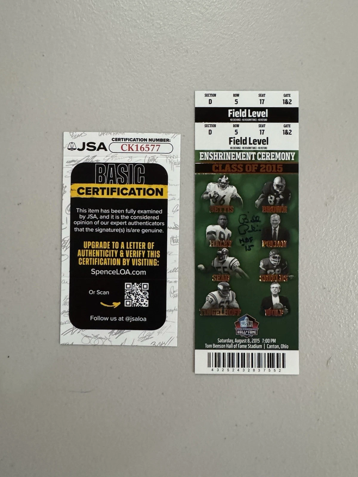 Bill Polian SIGNED AUTOGRAPHED HoF Induction Ticket JSA Buffalo Bills HoF